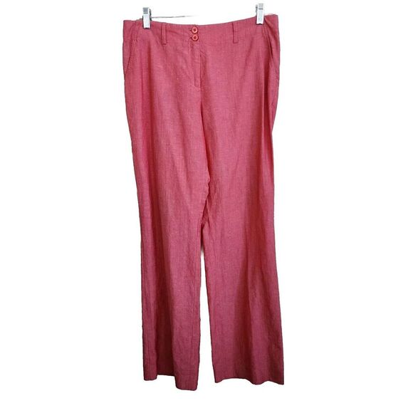LOUIS FERAUD Women's Linen Virgin Wool Blend Straight Leg Knit Pants SIZE 12 EUC - Picture 1 of 12